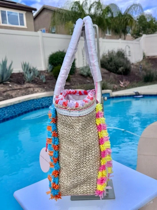 Sophia Webster Taya Raffia Multi-Colored Tote - Picture 3 of 16